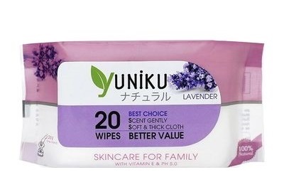 Khăn ướt 20 tờ Yuniku 15cm x 20cm (hương lavender)