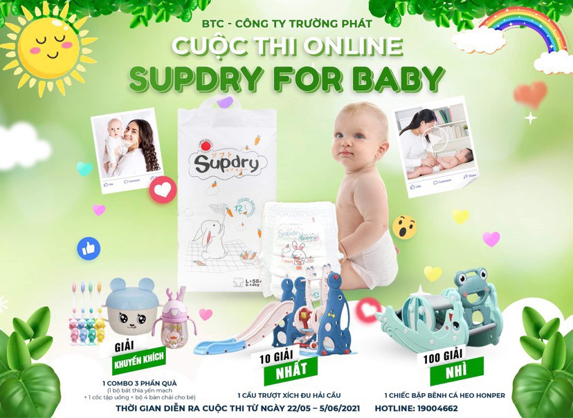 CUỘC THI ONLINE 'SUPDRY FOR BABY - SURPRISE FOR MOMMY' - TỔNG GIẢI THƯỞNG LÊN ĐẾN 100 TRIỆU ĐỒNG