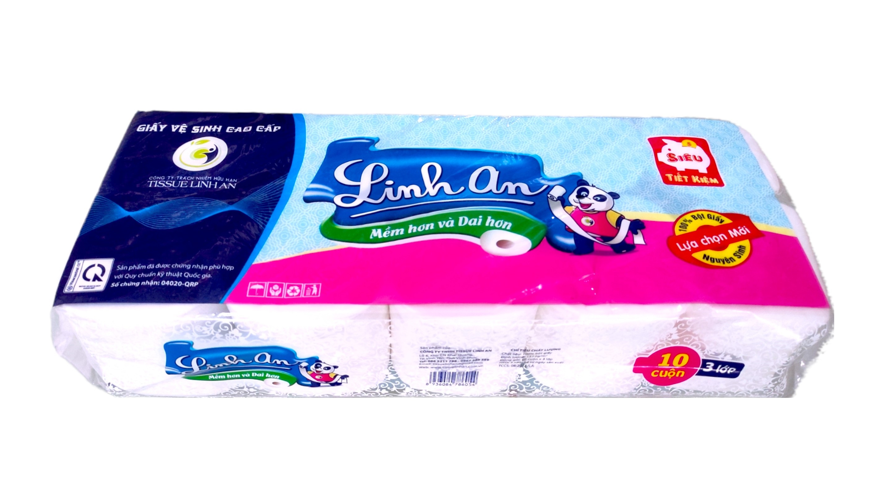 Giấy vệ sinh cao cấp 3 lớp - Linh An hồng 1
