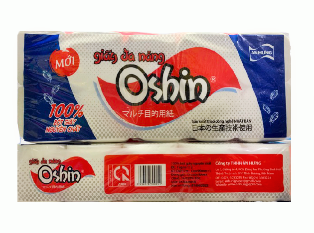 Giấy vệ sinh cuộn nhỏ cao cấp 2 lớp, lốc 10 cuộn - Oshin