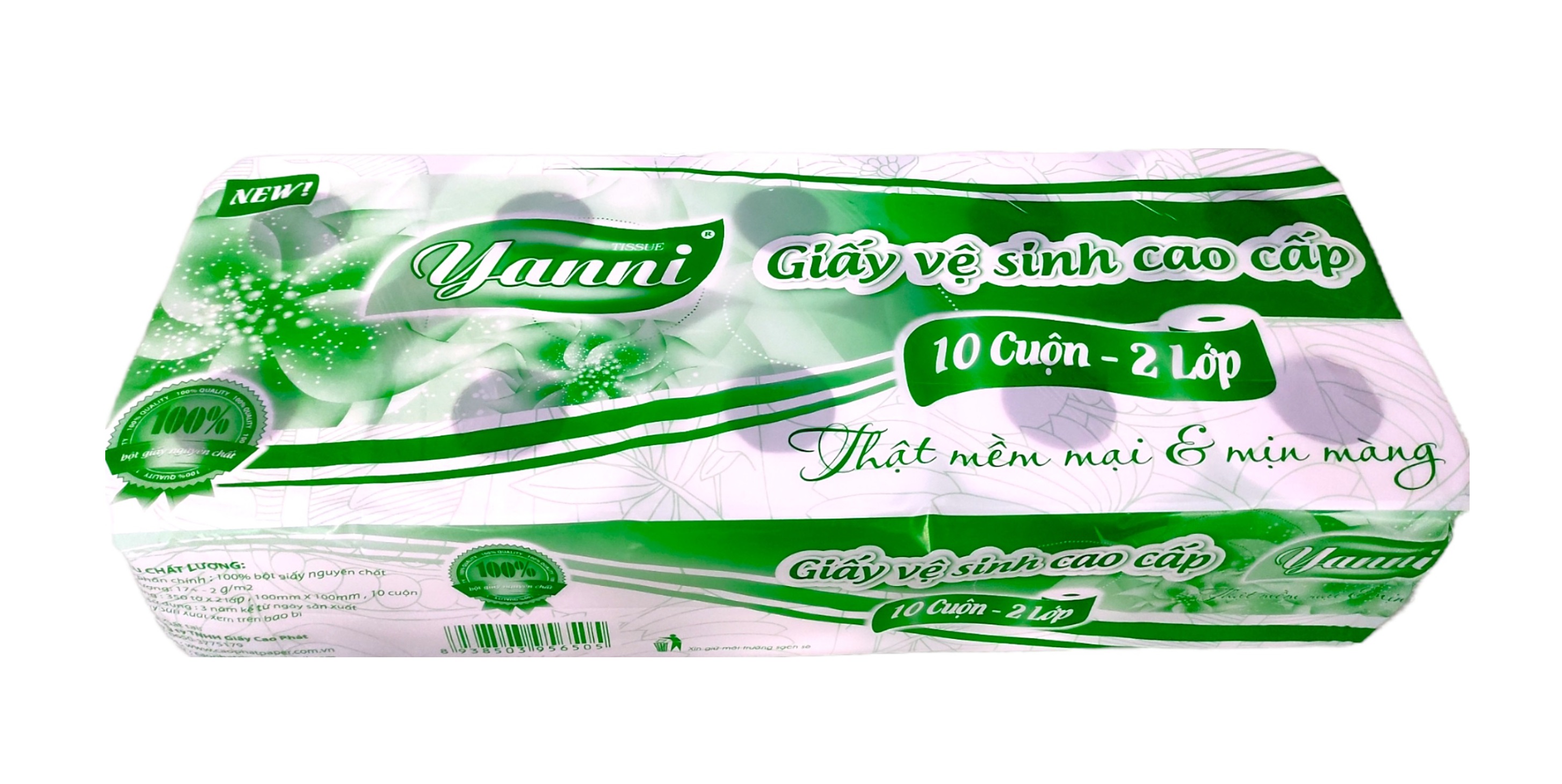 Giấy vệ sinh 2 lớp - Yanni xanh 1